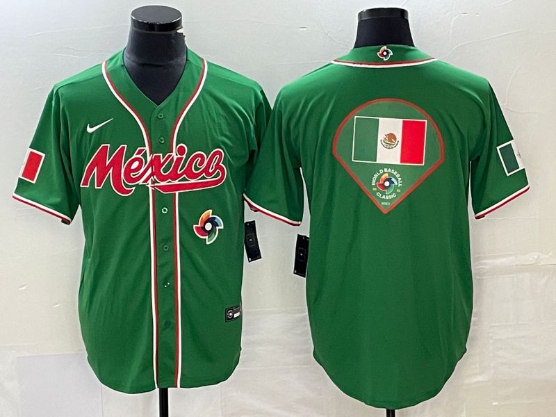 Men 2023 World Cub Mexico Blank Green Nike MLB Jersey9